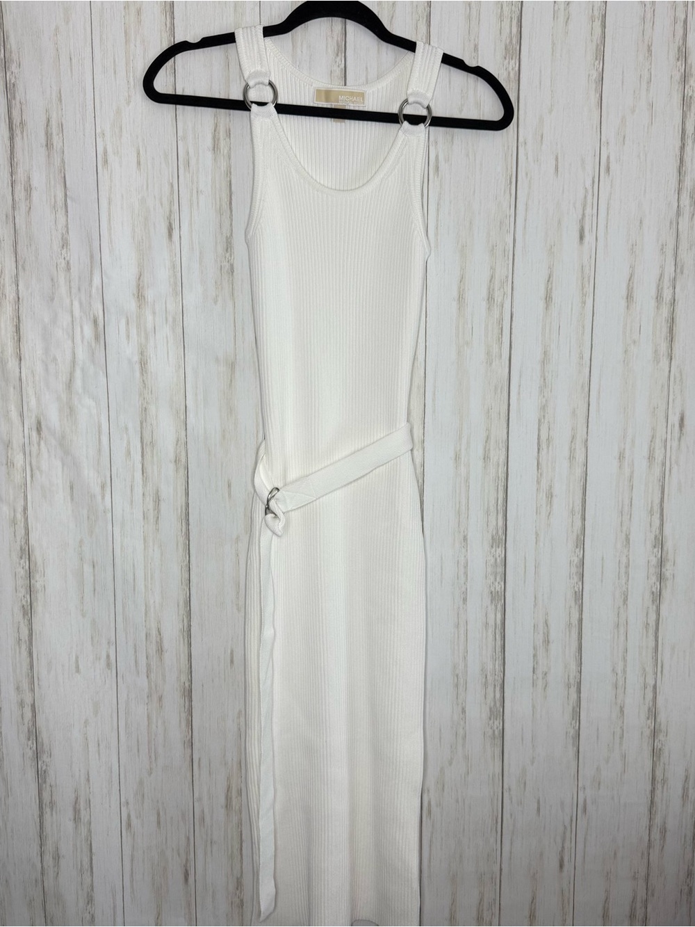 Michael Kors white belted dress with slit